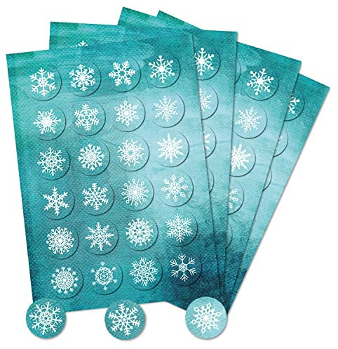 Logbuch-Verlag 96 Weihnachen Sticker weiß türkis grün neutral Geschenketiketten weihnachtlich rund 4 cm