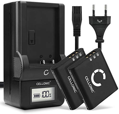 CELLONIC, Batterie pour Caméra, Compatible avec Olympus Tough TG-6, Li-90B, TG-1, Stylus TG-3 (3.6V, 1100mAh) 2 Pièces + Chargeur