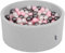 KiddyMoon Piscine À Balles pour Bébé Rond 90X40cm/300 Balles 7Cm Fosses À Boules Jouet Enfant, Gris Clair:Perle/Rose Poudré/Argenté