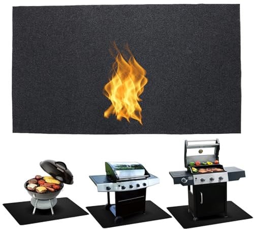 GOTOTOP BBQ Antihaft Grillmatten 75 x 124 cm Feuerfeste Grillteppich Grillunterlage Bodenmatte Anti-Rutsch Hitzebeständige Gasgrill Spritzmatte für Hinterhof Outdoor