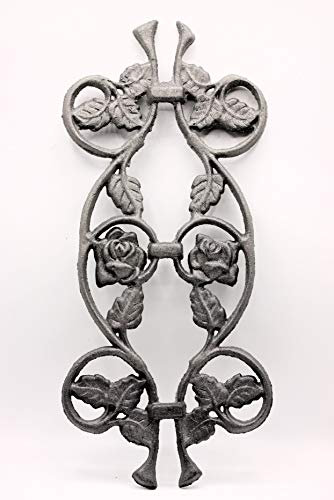 UHRIG Ornament Rose aus Eisenguss für Zaun, Geländer, Fenstergitter, Gusseisen für den Garten als Gartensticker, Rankhilfe UVM.