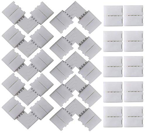 10 PCS en Forme de L Raccord d'angle de Raccord Rapide LED 4 Pin, 10 PCS 4 PiGshy LED Bande de Connecteur, pour les Strip LED SMD 5050 RGB de 10mm de large