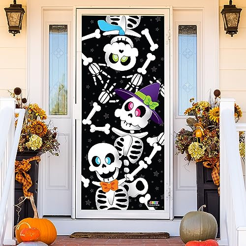 JOYIN 3D Diseño Esqueleto Lindo Halloween Cuebierta Pegatina de Puerta de Casa 76 x 182cm Decoración de Puertas, Ventanas y Paredes de Halloween