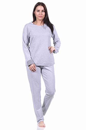 Damen Wende Pyjama Langarm Schlafanzug - 222 201 10 691, Farbe:grau, Größe:48-50