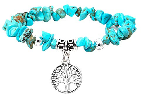MILAKOO Türkis Edelsteine Armband Damen Lebensbaum Armband Damen 7 chakra armband