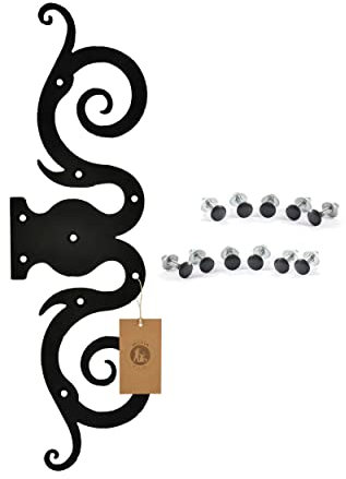 MORIA DESIGN Dekorative Kreuzgehänge 130 x 450 x 3 mm | Scharnier Attrappen für Tore, rustikale Holztüren, Holztore, Gartentore, Gartenarchitektur | Pulverbeschichtet | Schwarz