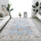TOPICK Blau Teppich 120x180cm Wohnzimmer Waschbar Superdünne Vintage Blumen Kurzflor Lang Küche Schlafzimmer Wohnzimmer Mädchen Floral Antirutschunterlage Zusammenklappbar