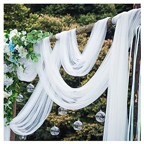 Egurs Tüllstoff Weiss 160cm Breite Tüll Deko Stoffe Weiß Chiffon Organza Stuhl Deko Hochzeit Dekostoff Transparent Querbehang Voile Vorhang für Hochzeit Party Geschenke Crafts Deko 160cm x 10 Meter