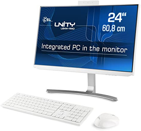 All-in-One-PC CSL Unity U24W-AMD, 60,5 cm (23,8 Zoll, 1920x1080 Full HD) - Leistungsstarker AIO (AMD Ryzen 7 5700G CPU 8x3800 MHz, 4000 GB M.2 SSD, 64 GB DDR4-RAM, Windows 11 Home), weiß