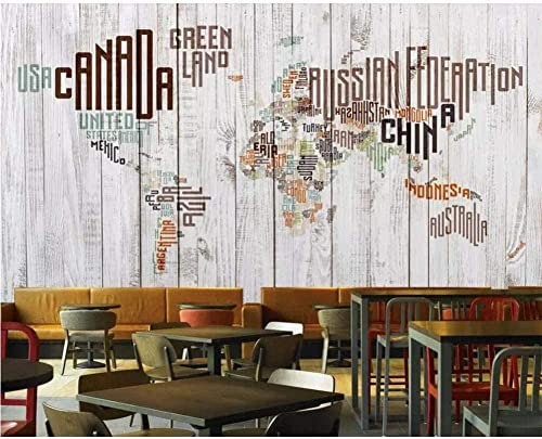 3D Selbstklebende Wandtapete Vintage Weltkarte Des Englischen Alphabets Wandkunst Kinderzimmer Restaurant Bar Shop Wohnzimmer Schlafzimmer Wand Poster Dekoration Tapete 140 (Breite) x 70 (Höhe) cm