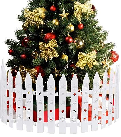16Pcs Albero di Natale Recinzioni Bianco Mini Plastica Picchetto per Casa Giardino Natale Albero di Natale Matrimonio Festa Decorazione 11 * 29.5cm/4.3 x 12 In