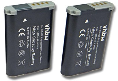 vhbw 2x batteria compatibile con Canon Legria Mini X videocamera camcorder (1800mAh, 3,7V, Li-Ion)