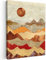 MuchoWow© Leinwand 60x80 cm Deko Schlafzimmer Aesthetic Leinwandbilder Wohnzimmer Gemälde Foto Geschenk Living Room Decoration Vintage - Berge - Sonne - Zeitung - Papier