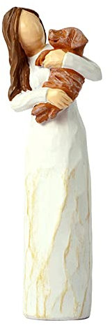 Angel of Friendship & Garden - Hand-Painted Figure Ornament - Dog Hugging Angel