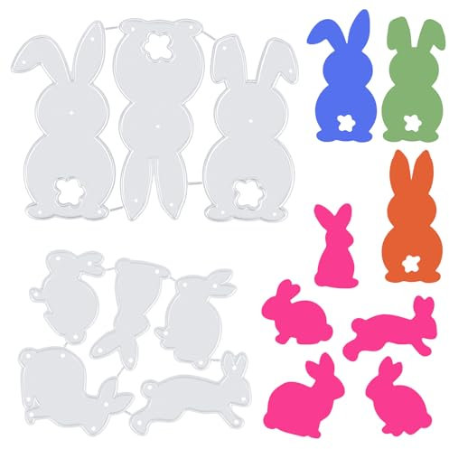 8 Stück Ostern Stanzschablonen, Metall Hase Prägeschablonen, Osterhasen Silhouette Stanzformen, Stanzmaschine Schablonen Cutting Dies für DIY Handwerk Scrapbooking Fotoalbum Karten Stempel Papier