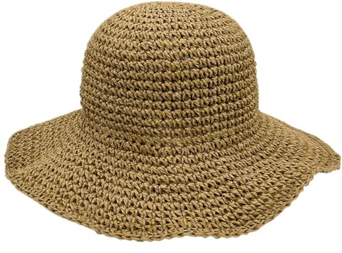 Sombrero de Paja de Las Mujeres Sombrero de Sol de ala súper Ancha para Viajes Decoración Vacaciones Suave Transpirable