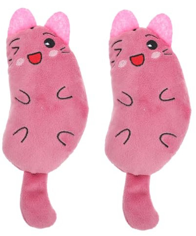 2Pcs Catnip Plush Toys for Cats and Kittens, Pink Interactive Chew Toys for Indoor Play, Soft Plush Material with Catnip Filling, Ideal for Teeth Grinding and Bonding