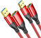XGMATT USB-Verlängerungskabel (0.3M-2 Stück),Typ A Stecker auf Buchse,USB 3.0 Verlängerungskabel,hohe Datenübertragung, kompatibel mit Webcam, Flash-Laufwerk, Festplatte, USB-Tastatur, Drucker, rot