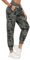JINSHI Pantalon de Randonnée Femme Cargo Jogging Pantalon Léger Séchage Rapide Pantalon Sport Extérieur Trekking Multi-Poches Camo Vert Taille S
