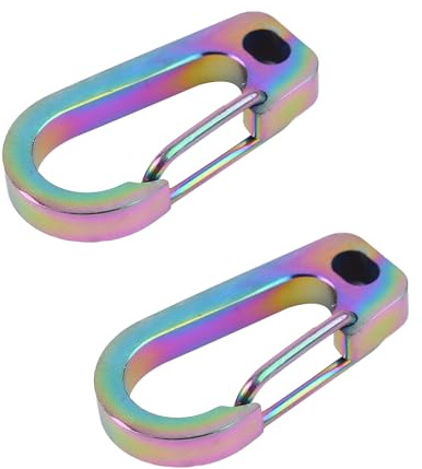 Karabinerhaken Schlüsselanhänger Metall, Karabiner Titan, Schnappverschluss für Camping, Wandern, Reisen, Angeln, Rucksack, 2er Pack