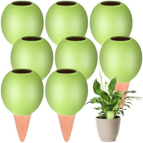 Blulu 8 Picchi di Irrigazione in Argilla Sfere di Irrigazione in Terracotta Dispositivo Automatico di Irrigazione in Ceramica per Piante Interno Balcone Erogatore d'Acqua Rilascio Lento (Verde)