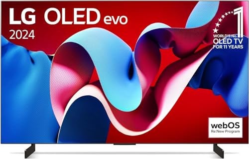 LG OLED42C41LA TV 42 (106 cm) OLED evo Fernseher (α9 Gen7 4K AI-Prozessor, Dolby Vision, bis zu 120Hz) [Modelljahr 2024], Schwarz [Energieklasse G]