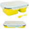Generico JO HOUSE Contenitore per il pranzo in Silicone senza BPA per uso alimentare riutilizzabile a due scomparti pieghevole 600ml e 450ml con cucchiaio e forchetta 2 in 1, colore Giallo.