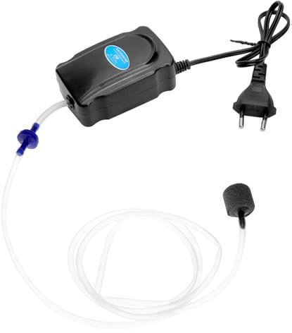 QWORK® Bomba de Aire para Acuario 3W, Bomba de oxígeno para Acuario de 2L/min, Que Incluye Manguera de Silicona de 120cm, Piedra de Aire y válvula de retención