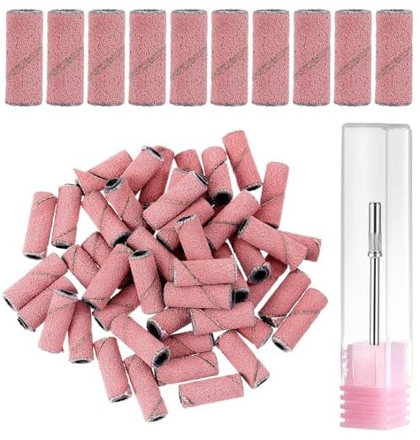 JIEYAO 100 Pcs Small Sanding Band Nail Drill Bits, Mini Cuticle Sanding Files, 180# Extra Fine Grit Nail File Sanding Bands with 3.1mm Mandrel Bit Small Bands for Acrylic Nails Gel Manicure(#180)