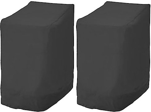 NIHUIFDPY 2pcs Garden Stacking Chair Cover Waterproof 210D Oxford Fabric Garden Furniture Covers with Air Vent Heavy Duty Windproof Anti-UV Stackable Patio Chair Cover for Outdoor 114x85x65cm (2pcs)