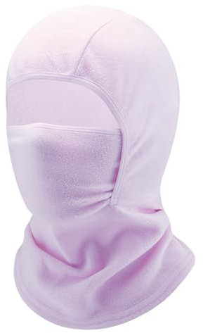 UNNESTAR Bambini Balaclava maschera integrale invernale per ragazzi ragazze maschera da sci antivento per bambini freddo pile casco fodera, Lilla, 4-13 Jahre
