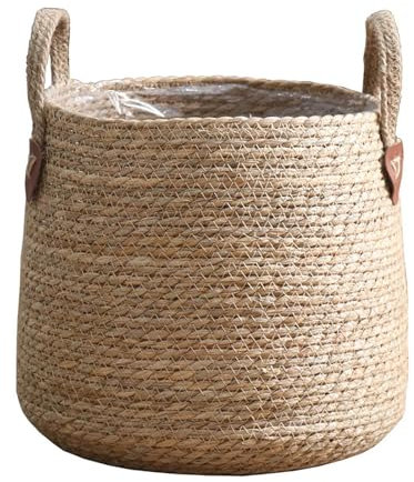Bothyi Panier de rangement décoratif tissé de grande capacité pour pelouse, cour, balcon, maison, rebord de fenêtre, taille S