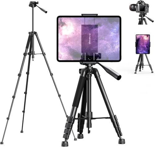 elitehood Treppiede per iPad da 172 cm, ultra stabile per iPad Pro 12.9, supporto per tablet per riprese video/fotografia, compatibile con tablet/iPad Pro/webcam/DSLR da 4,7 a 13 pollici