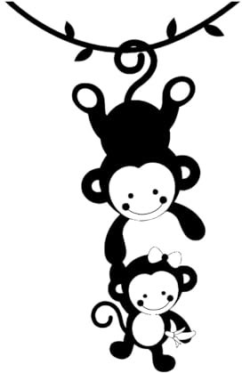 Lustige Affe Wand Aufkleber Vinyl Familie Tiere Wand Dekor Kinderzimmer Wand Aufkleber Kinderzimmer Babys Zimmer Zubehör-L-54x84cm-Black