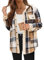 Lxitoler Veste Chemise Femme Blouson Femme Veste Femme Mi Saison Chic Manteaux Femme Chemise Femme Longue Veste Carreaux Femme Manches Longues Manteau En Flanelle Surchemise Femme Hiver Chemise