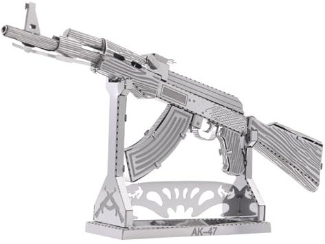 Metal Zone AK47 3D Jigsaw Puzzle - Metal Assault Rifle Model for Assembly - Weapon Puzzles for Adults - 11 x 1.8 x 5.8 cm