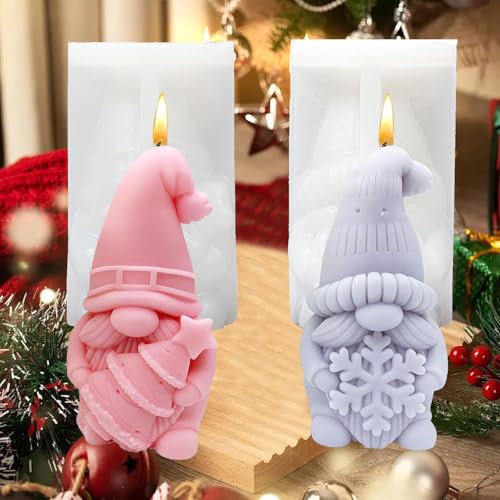 Norhogo 2 Stück silikonformen gießformen weihnachten wichtel, weihnachten wichtel kerzenformen zum gießen, gießformen silikon wichtel für Kerzenherstellung, Handgefertigte Seife, DIY Handwerk