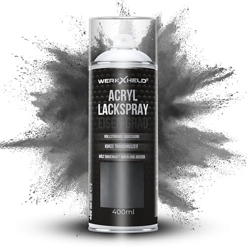 WerkXheld Sprühlack 400ml - Hochwertiges Lackspray EisenGrau RAL 7011, Vielseitig anwendbar auf Holz, Metall & Textil, Langlebiger Acryllack Spray