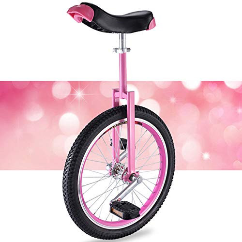 VDLLQYN, 20/18/16 Zoll Einrad, Verstellbarer Sitz, rutschfeste Reifen, mit stabilem Aufbewahrungsständer, Balance-Radfahren, Fitness for Erwachsene,Einrad(Pink,18inch)
