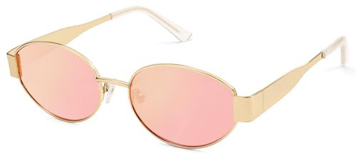 SOJOS Gafas de sol retro para mujer y hombre, ovaladas, metal, modernas, clásicas, UV400, protección SJ1217, Dorado/Rosa, medium