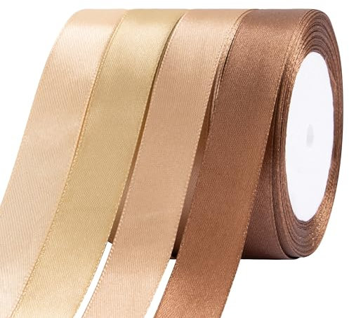 Fyshird Satinband Gold 20mm Geschenkband Breit Schleifenband Hochzeit Polyester Bänder zum Basteln Dekoband für Geburtstag DIY Geschenkverpackung Weihnachten (Gold Serie)
