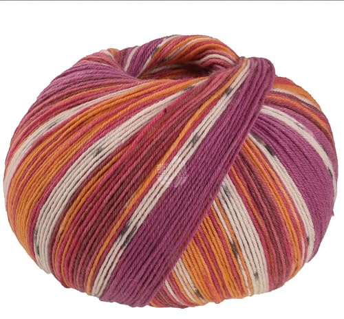 MEILENWEIT 100g Seta Giappone 3386 - Braun/Fuchsia/Tonrot/Ecru/Grau/Mandarin/Rotviolett