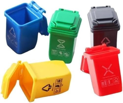 5 Pcs Colourful 1: 12 Scale Life Scene Mini Trash Can Decor Waste Container Miniature Sorting Garbage Bin Furniture Model, Microscopic Scene Decor Dollhouse Accessories