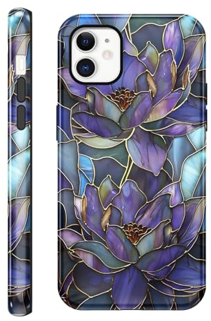Saqmkil Coque pour iPhone 11, Silicone Housse Étui avec Aesthetic Design Fleur Motif, Femme Fille Anti-Rayures Protection Etui Gel TPU Souple Bumper Cover pour iPhone 11 6,1'', Violet