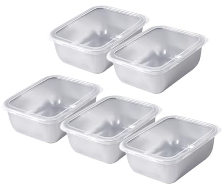 CUTEZING 5 Pack Food Container Sets with Lids Stainless for Lunch Meal Prep, Airtight Bento Lunch Box, Loaf Pans for Bread Baking