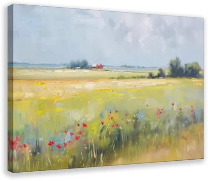UTGN Leinwandposter Summer Wheatfield-Landschaften, Country-Klassiker, Wandkunstdruck, Bild, Gemälde, 50 x 75 cm