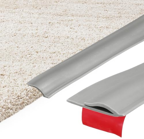 sourcing map 3M Carpet to Tile Transition Strip, Self-Adhesive Carpet Edge Strip, TPE Gap Cover, Laminate Edge Trim for Uneven Surfaces, Gray