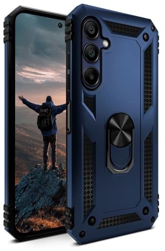 ONEFLOW für Samsung Galaxy S25 Hülle mit Handygriff Ständer, Outdoor Schutzhülle stoßfest Panzerhülle mit Kameraschutz, Handyhülle Hybrid TPU Case, Titan Cover, matt Blau