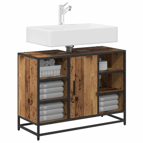 vidaXL Bathroom Sink Cabinet Old wood 80 x 33 x 60 cm Engineered wood, Bathroom Cabinet, Rectangular Storage, Chic Organizer, Modern Vanity Unit, Ample, Elegant Solutions