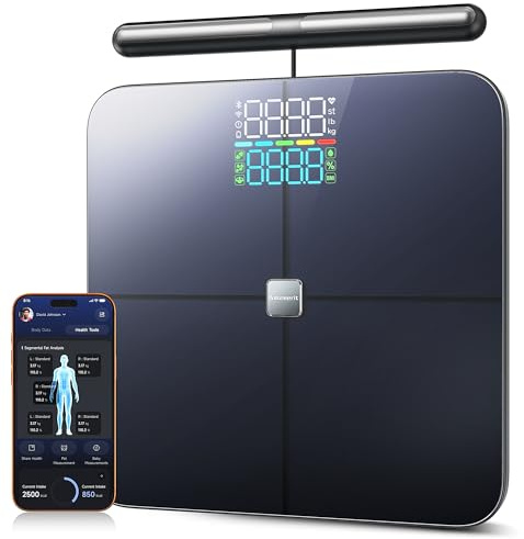 Scales for Body Weight and Fat,Digital 8-Electrode Smart Bathroom Scale,for Weight Fat BMI 28 Body Composition Measurement, Rechargeable, Wi-Fi Compatible,180kg/400 Pounds Cap